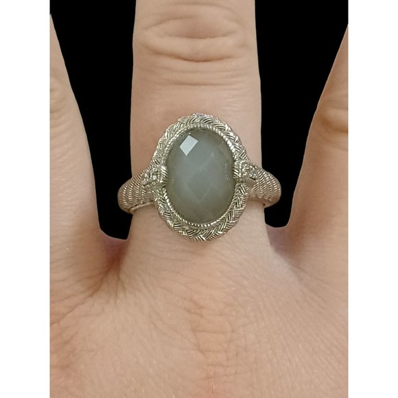 Judith Ripka Jewelry - Judith Ripka 925 Sterling Silver Oval Natural Stone Size 9.75 Statement Ring